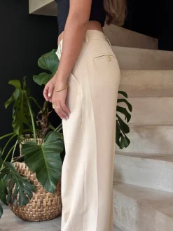 Design By Si Britney lavtaljede suit bukser - Beige Outlet