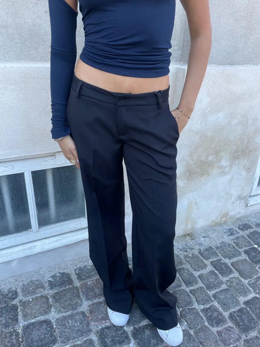 Design By Si Britney lavtaljede suit bukser - Sort