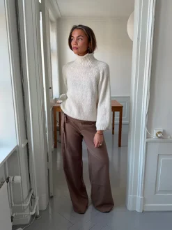 Design By Si Buka bukser med bindebånd og striber - Brun Best