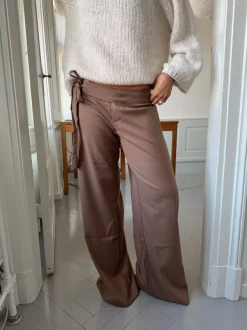 Design By Si Buka bukser med bindebånd og striber - Brun Best