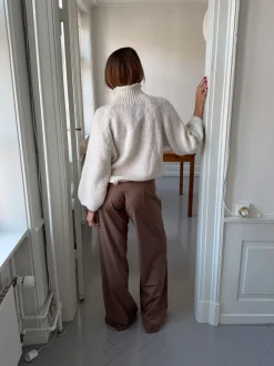 Design By Si Buka bukser med bindebånd og striber - Brun Best