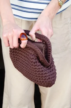 Design By Si Calia hæklet clutch - Brun Clearance
