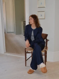 Design By Si Callie satin cardigan - Navy Online