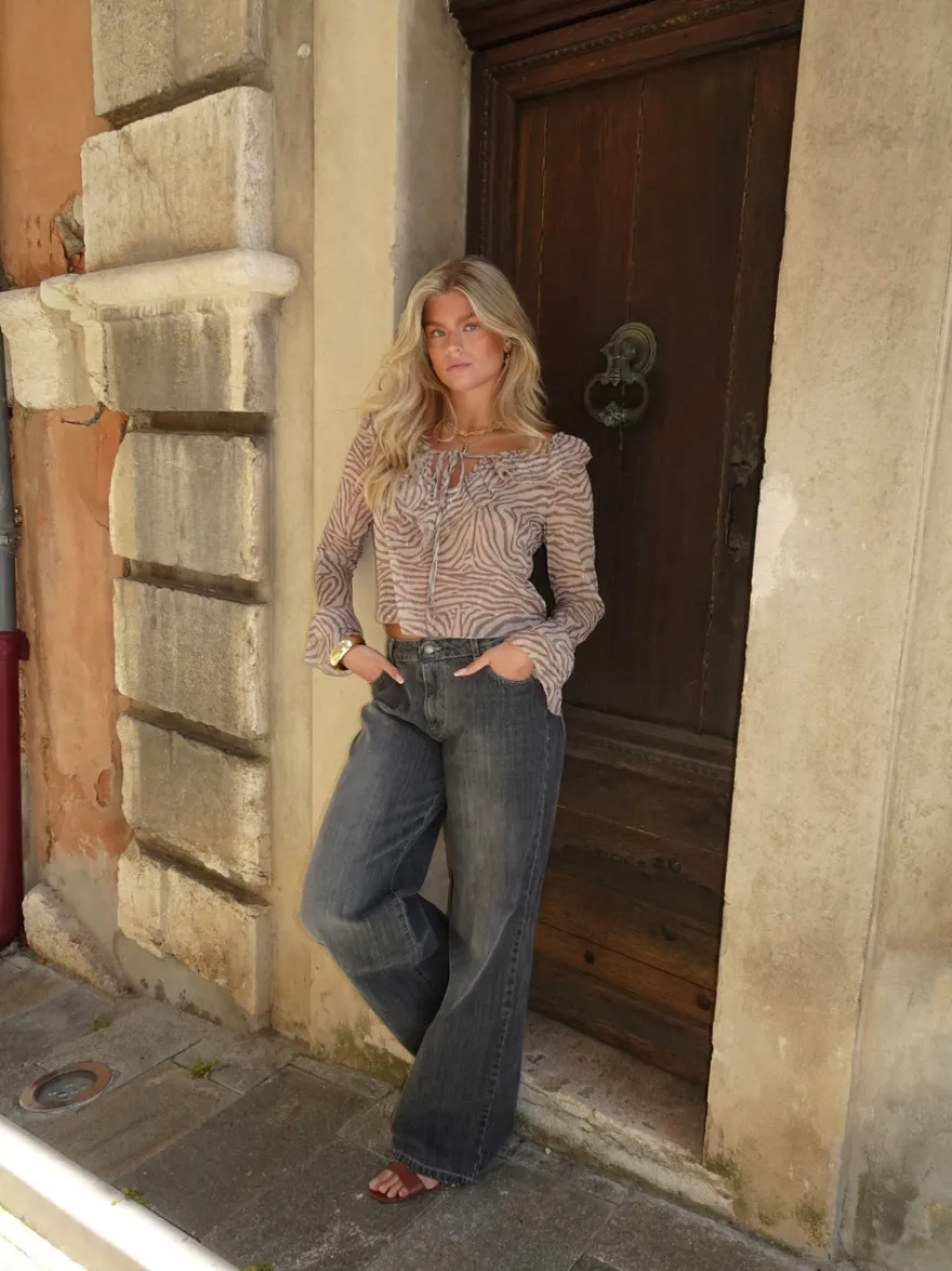 Design By Si Capucine bluse med zebraprint - Brun Outlet