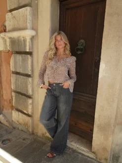Design By Si Capucine bluse med zebraprint - Brun Outlet