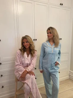 Design By Si Carol pyjamas sæt med blonder - Lyseblå Best
