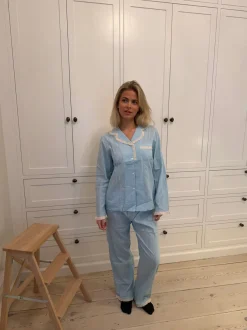 Design By Si Carol pyjamas sæt med blonder - Lyseblå Best