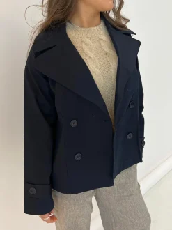 Design By Si Catinka kort trenchcoat - Navy