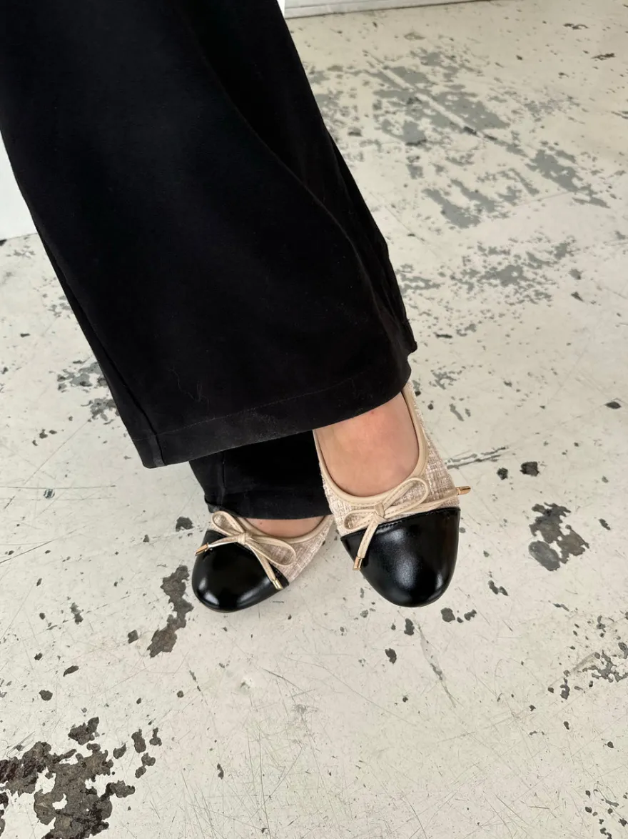 Design By Si Cetinje ballerina sko med skøjfe - Beige Hot
