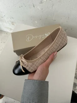 Design By Si Cetinje ballerina sko med skøjfe - Beige Hot