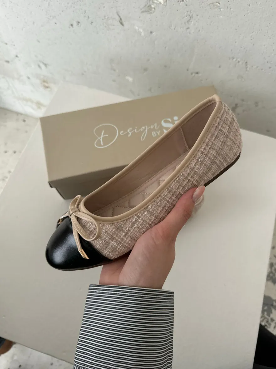 Design By Si Cetinje ballerina sko med skøjfe - Beige Hot