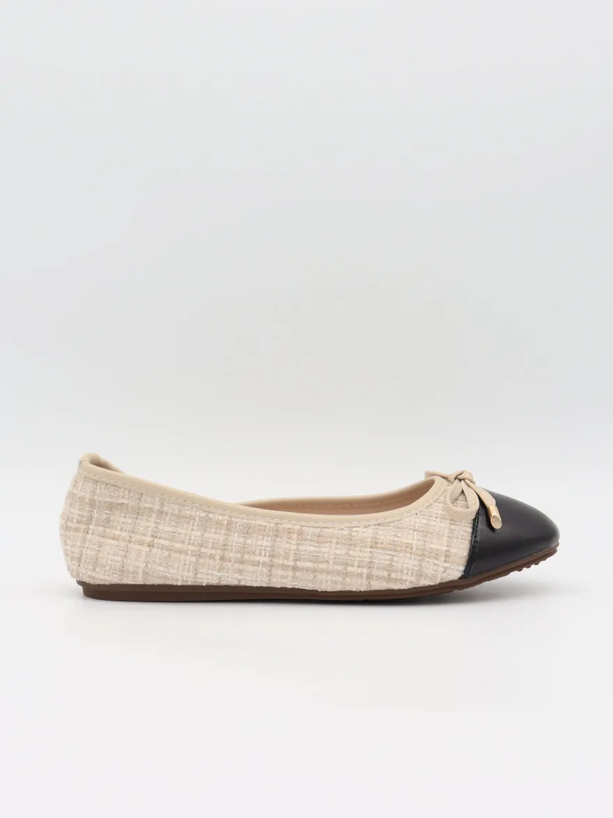 Design By Si Cetinje ballerina sko med skøjfe - Beige Hot