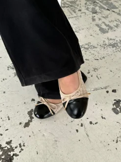 Design By Si Cetinje ballerina sko med skøjfe - Beige Hot