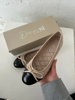 Design By Si Cetinje ballerina sko med skøjfe - Beige Hot