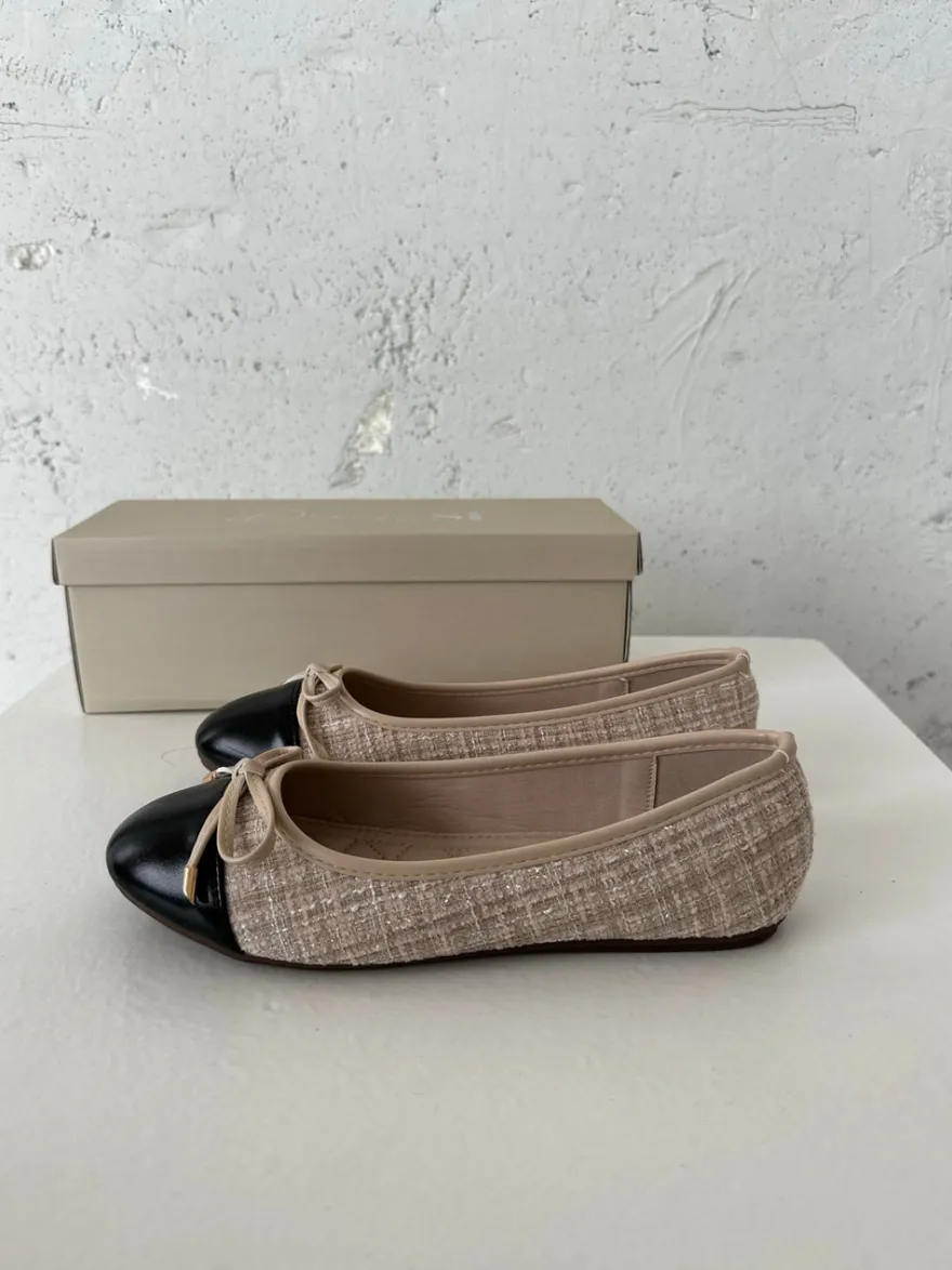 Design By Si Cetinje ballerina sko med skøjfe - Beige Hot