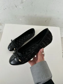 Design By Si Cetinje ballerina sko med skøjfe - Sort Hot