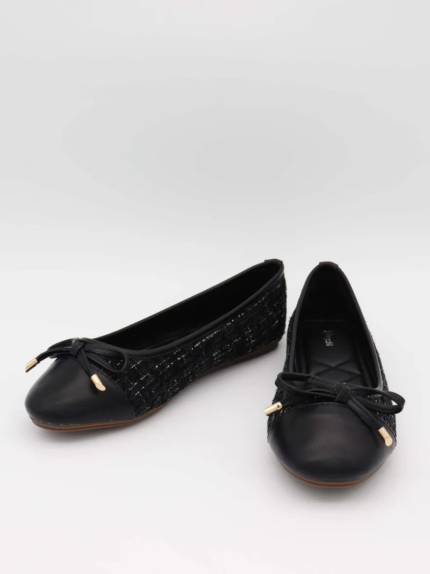 Design By Si Cetinje ballerina sko med skøjfe - Sort Hot