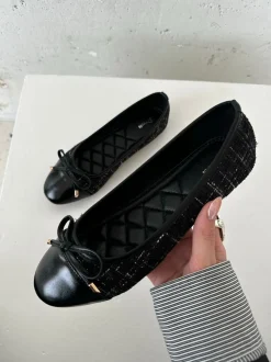 Design By Si Cetinje ballerina sko med skøjfe - Sort Hot