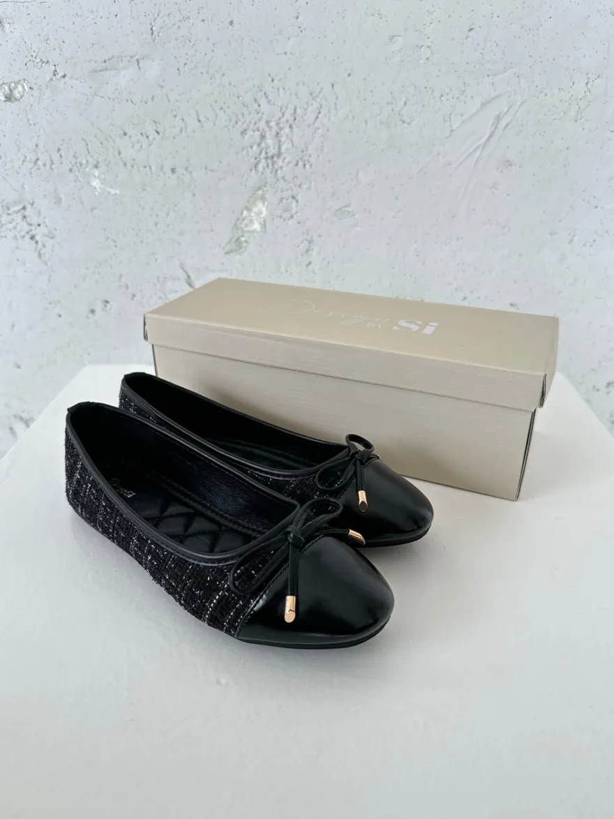 Design By Si Cetinje ballerina sko med skøjfe - Sort Hot