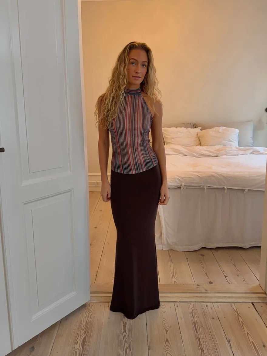 Design By Si Chifona maxinederdel - Brun Sale