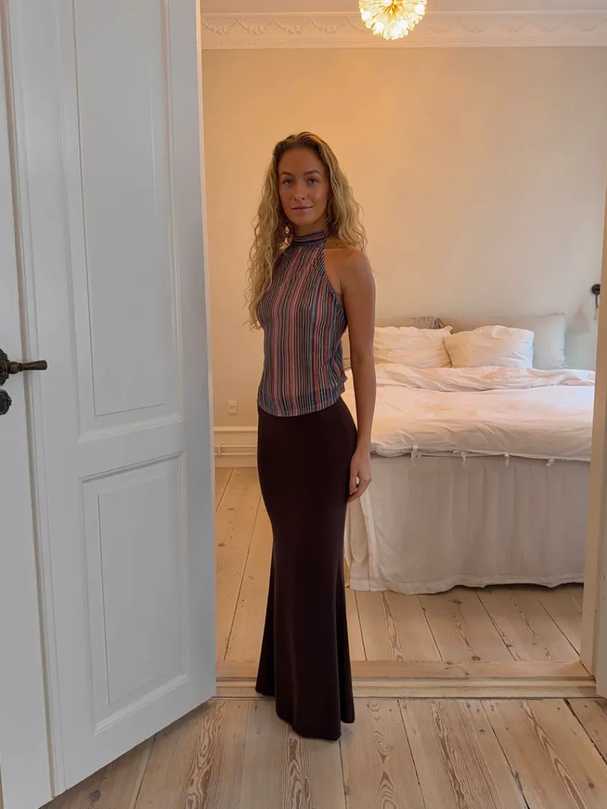 Design By Si Chifona maxinederdel - Brun Sale