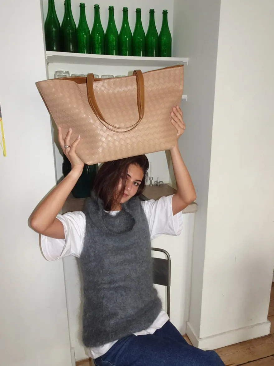 Design By Si Chili flettet taske - Beige Clearance