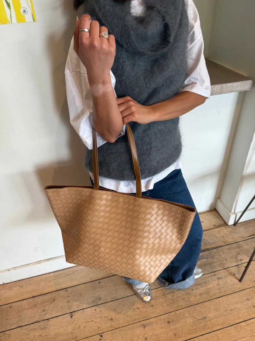 Design By Si Chili flettet taske - Beige Clearance