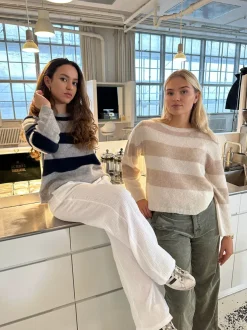 Design By Si Christelle striktrøje med striber - Beige/off white Sale