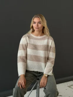 Design By Si Christelle striktrøje med striber - Beige/off white Sale