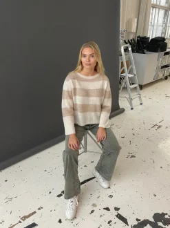 Design By Si Christelle striktrøje med striber - Beige/off white Sale