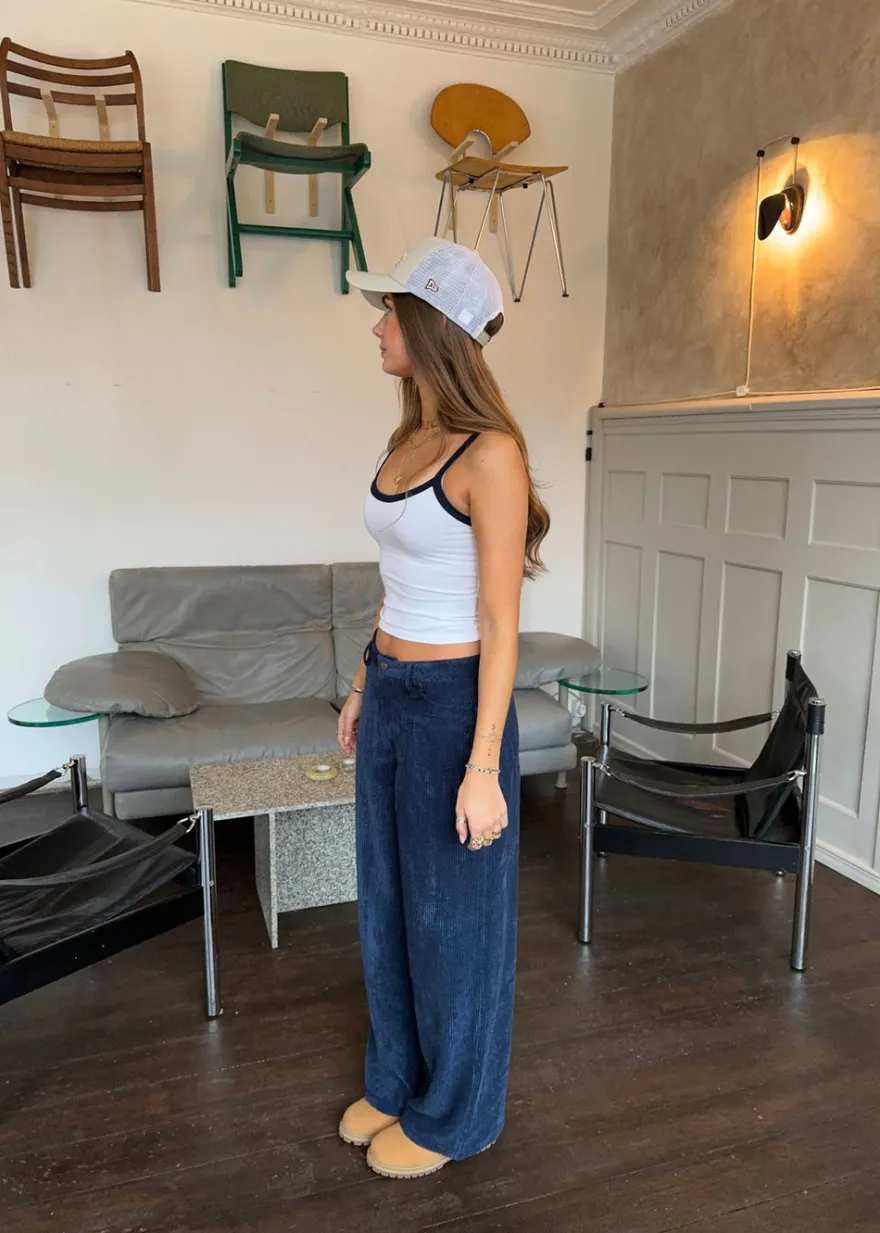 Design By Si Christina fløjlsbukser - Navy Sale