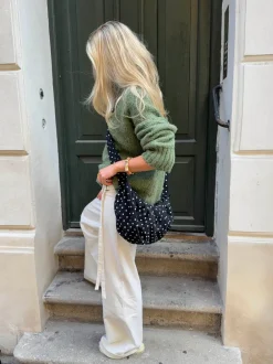 Design By Si Cia skuldertaske med polka prikker - Sort New