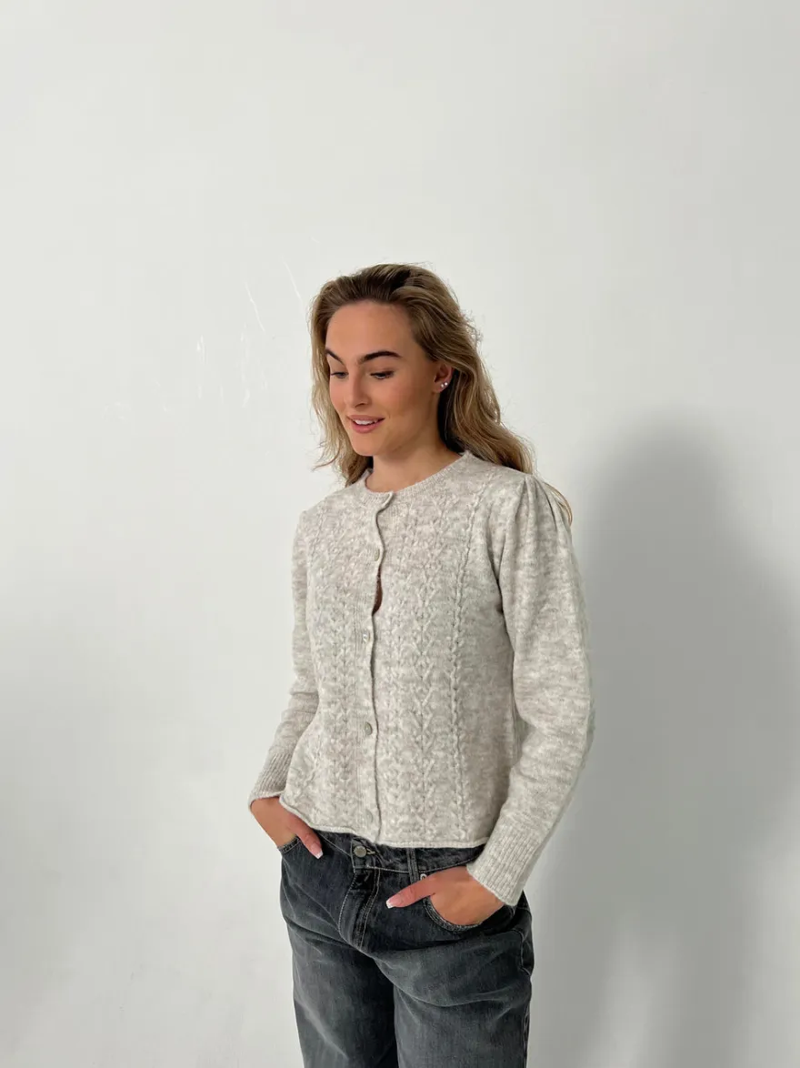 Design By Si Cilla strikket cardigan - Lysegrå
