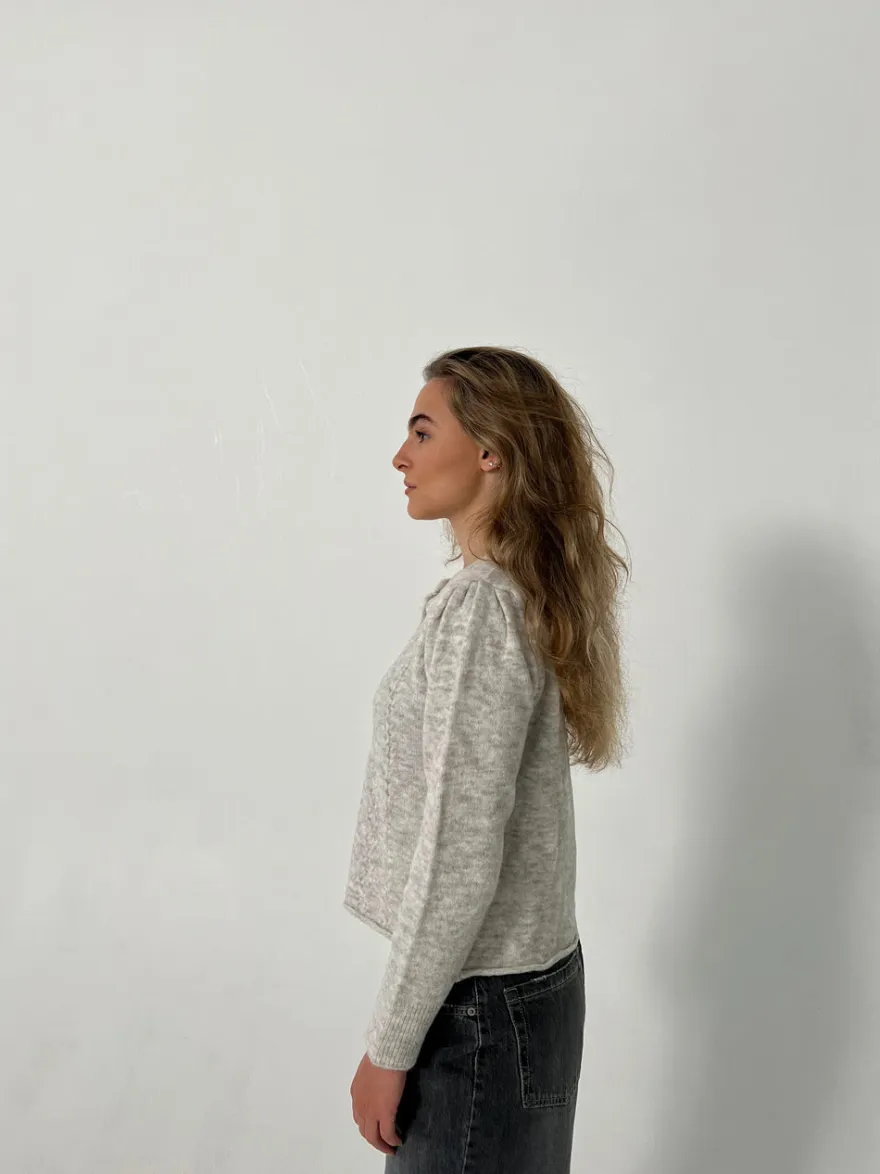 Design By Si Cilla strikket cardigan - Lysegrå