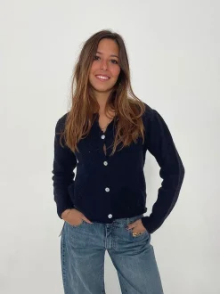 Design By Si Cilla strikket cardigan - Navy Outlet