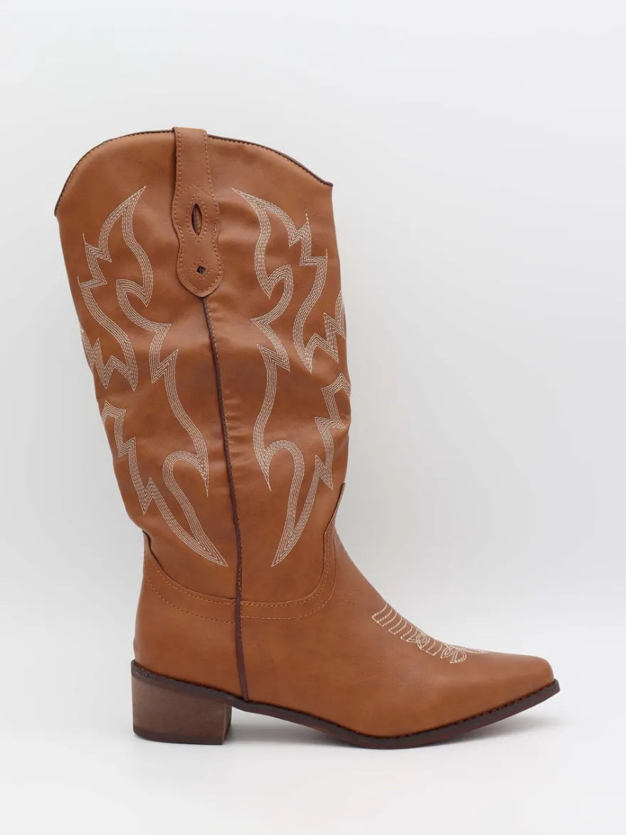 Design By Si Cille cowboystøvler i imiteret læder - Brun Online