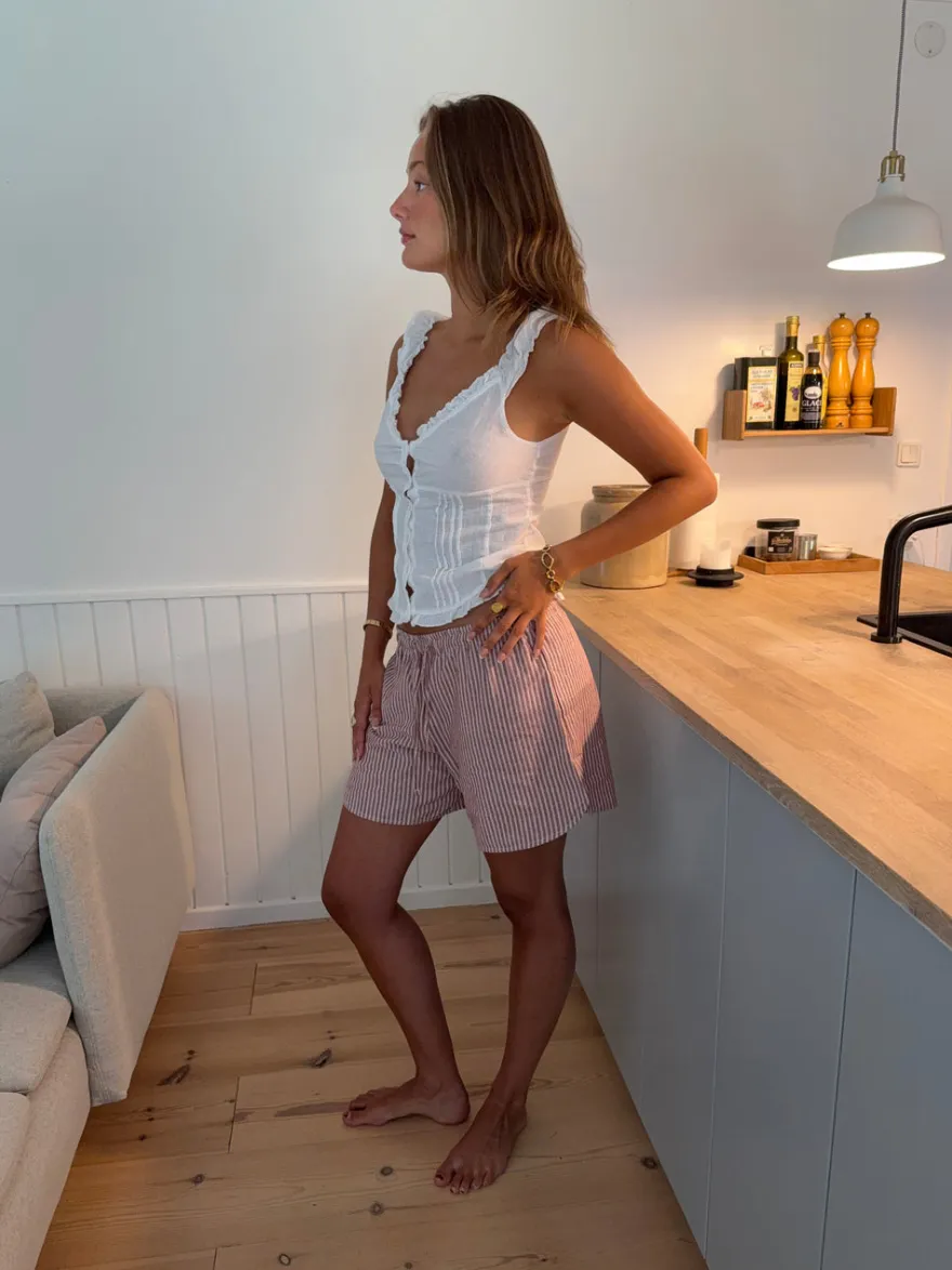 Design By Si Clariana shorts med striber - Rød/hvid Sale