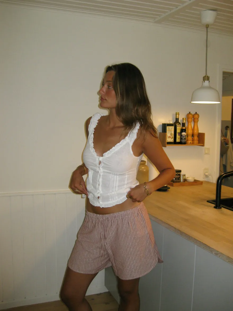 Design By Si Clariana shorts med striber - Rød/hvid Sale