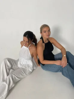 Design By Si Cleo hørtop med åben ryg - Hvid Clearance