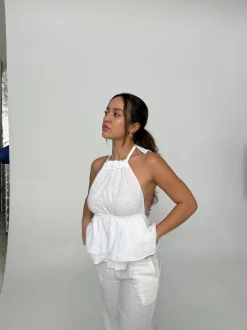 Design By Si Cleo hørtop med åben ryg - Hvid Clearance