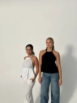 Design By Si Cleo hørtop med åben ryg - Hvid Clearance