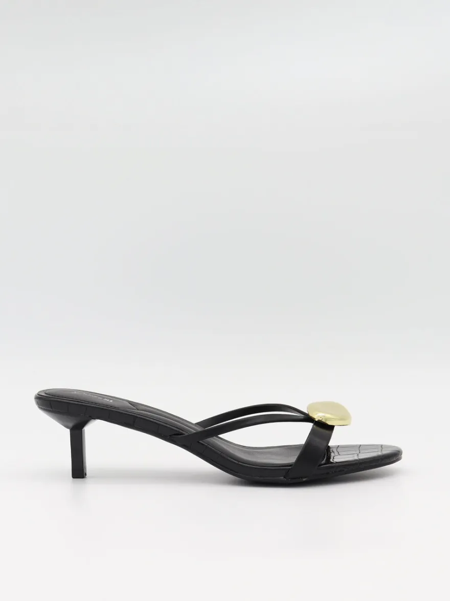 Design By Si Cleopatra minihæle med gulddetalje - Sort Clearance