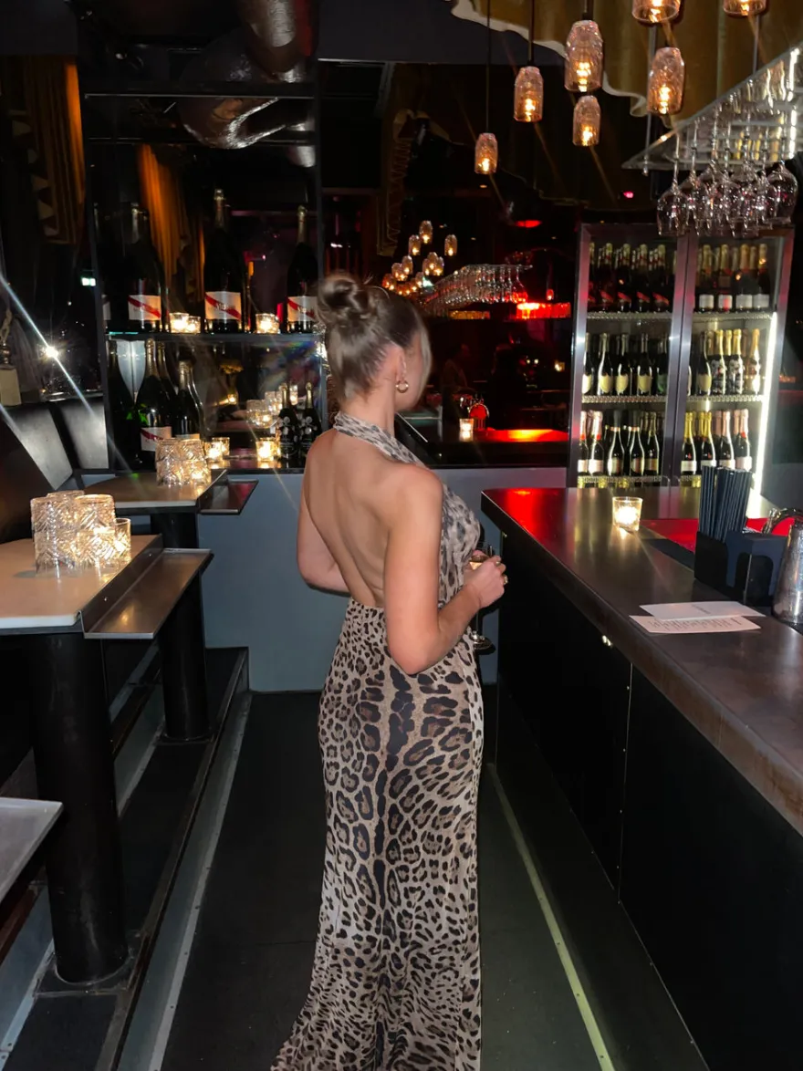 Design By Si Columbine maxikjole - Leopard Clearance