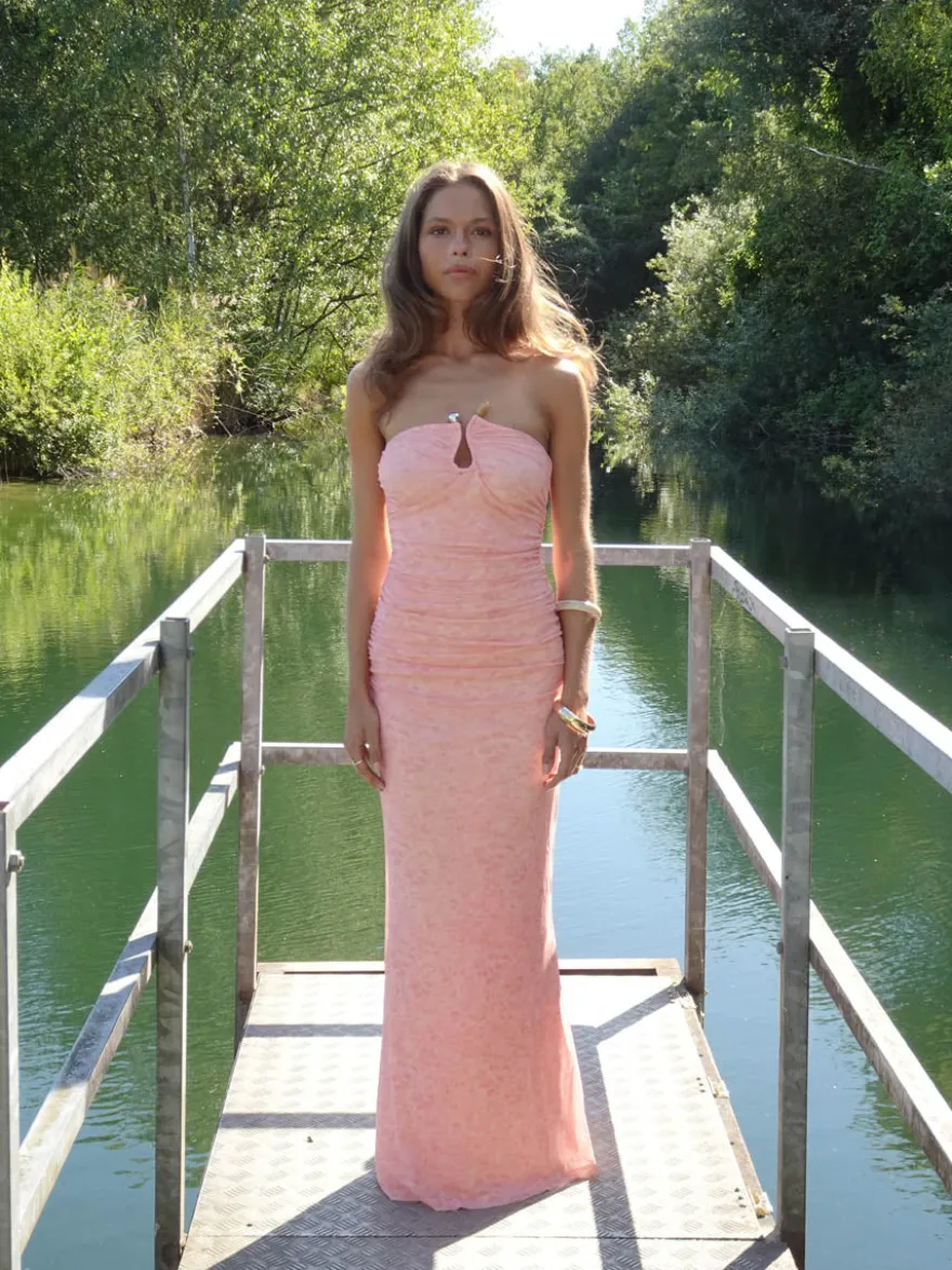 Design By Si Darcy maxikjole med mønster - Pink Best