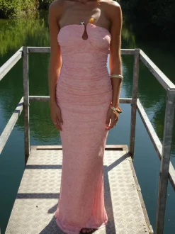 Design By Si Darcy maxikjole med mønster - Pink Best