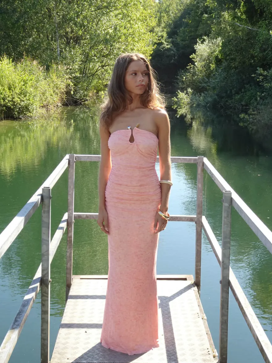 Design By Si Darcy maxikjole med mønster - Pink Best