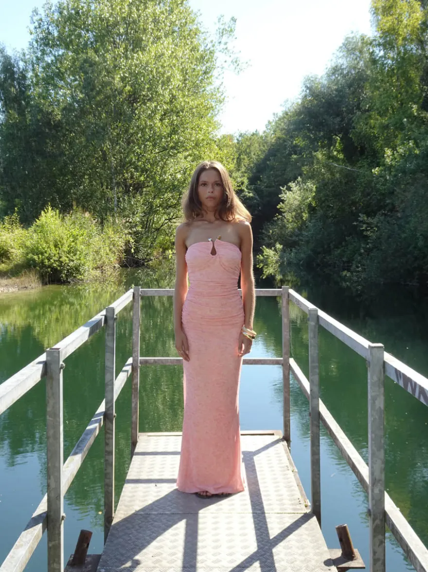 Design By Si Darcy maxikjole med mønster - Pink Best
