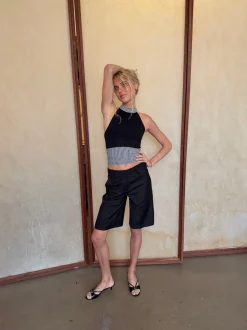Design By Si Debby halterneck top med striber - Sort/hvid Hot