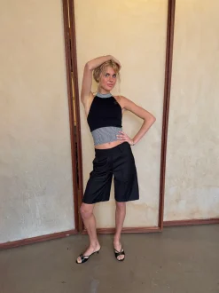 Design By Si Debby halterneck top med striber - Sort/hvid Hot