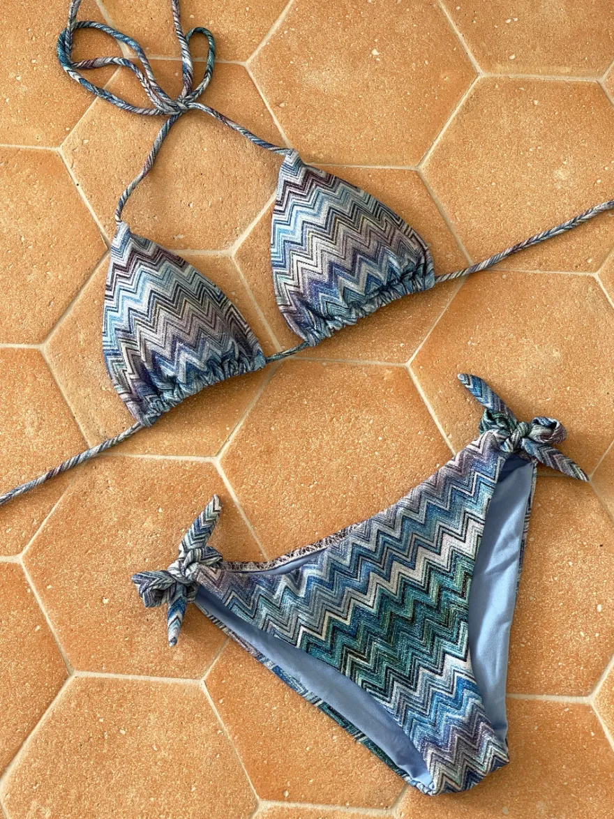 Design By Si Debora bikini med mønster - Blå Discount